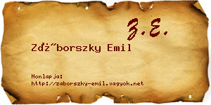 Záborszky Emil névjegykártya